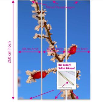 Flächenvorhang Frostrose 3er Set, Schiebegardine, Schiebegardinen, blickdicht, Flächenvorhang blickdicht, Schiebevorhang,